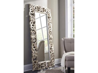 Ashley Furniture Lucia Floor Mirror A8010123 Antique Silver Finish