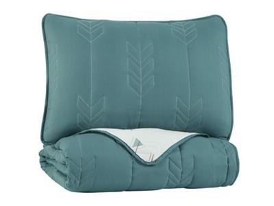 Ashley Furniture Averlett Twin Quilt Set Q902001T Teal/White/Gray