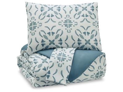 Ashley Furniture Adason King Comforter Set Q371003K Blue/White