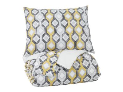 Ashley Furniture Mato King Comforter Set Q763003K Gray/Yellow/White