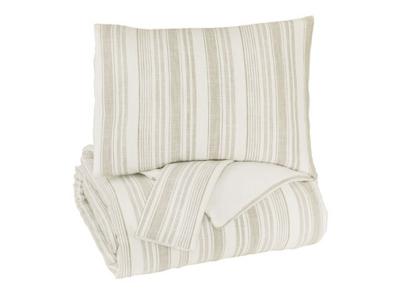 Ashley Furniture Reidler King Comforter Set Q489013K Ivory/Taupe