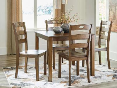 Ashley Furniture Hazelteen Square DRM Table Set (5/CN) D419-225 Medium Brown