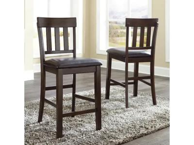 Ashley Furniture Haddigan Upholstered Barstool (2/CN) D596-124 Dark Brown