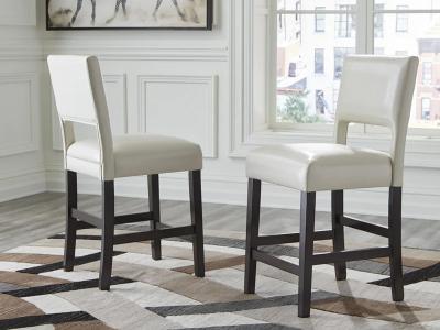 Ashley Furniture Leektree Upholstered Barstool (2/CN) D470-324 Ivory/Brown