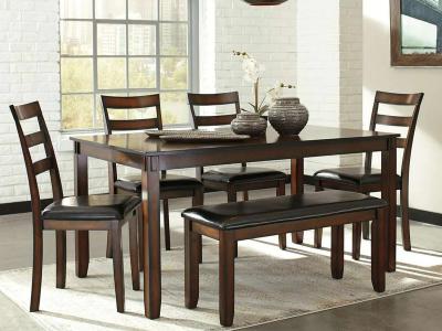 Ashley Furniture Coviar Dining Room Table Set (6/CN) D385-325 Brown