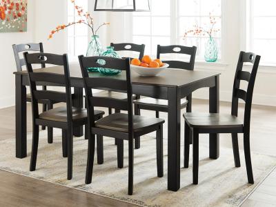 Ashley Furniture Froshburg Dining Room Table Set (7/CN) D338-425 Grayish Brown/Black