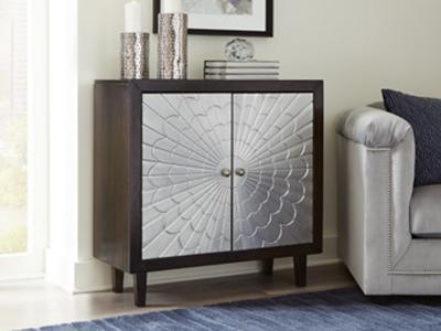 Ashley Furniture Ronlen Accent Cabinet A4000175 Brown/Silver Finish
