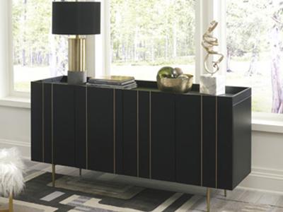 Ashley Furniture Brentburn Accent Cabinet A4000260 Black/Gold Finish