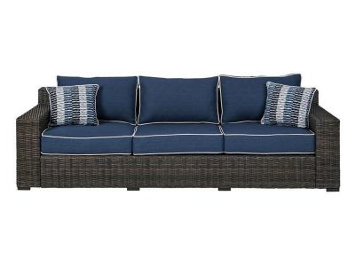 Ashley Furniture Grasson Lane Sofa with Cushion P783-838 Brown/Blue