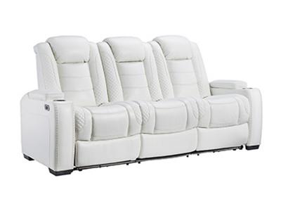 Ashley Furniture Party Time PWR REC Sofa with ADJ Headrest 3700415C White