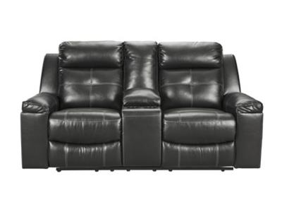 Ashley Furniture Kempten DBL Rec Loveseat w/Console 8210594 Black