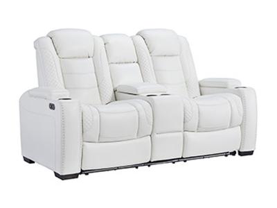 Ashley Furniture Party Time PWR REC Loveseat/CON/ADJ HDRST 3700418C White