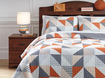 Ashley Furniture Layne Full Coverlet Set Q408003F Gray/Orange