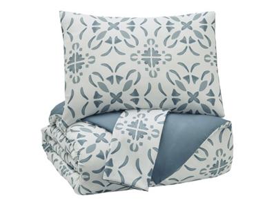 Ashley Furniture Adason Queen Comforter Set Q371003Q Blue/White