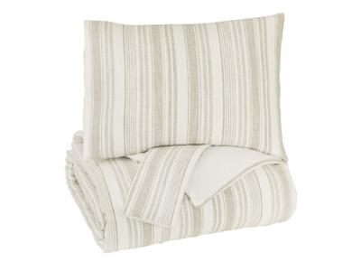 Ashley Furniture Reidler Queen Comforter Set Q489013Q Ivory/Taupe