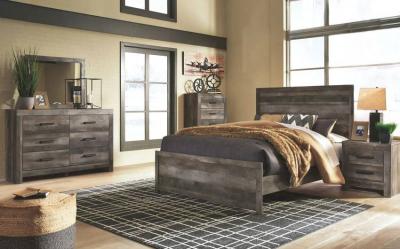 Ashley Queen Size Wynnlow 3 Piece Panel Bed in Dark Gray - B440B2