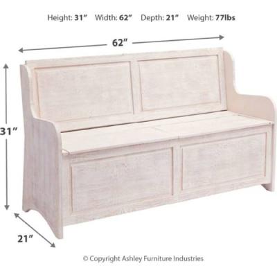 Ashley Dannerville Storage Bench Antique White - A3000199