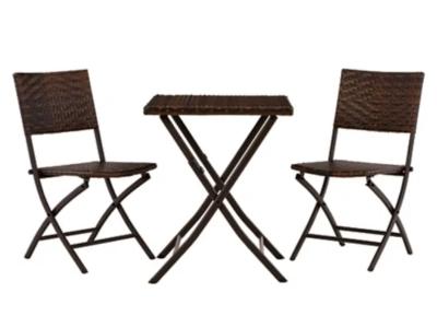 Ashley Outdoor River Abbey Chairs With Table Set In Brown - P200-049