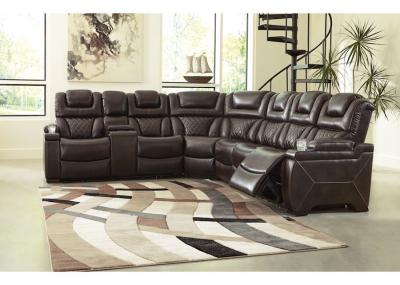 Ashley Warnerton 3 Piece Reclining Sectional Brown / Right Facing - 75407S1