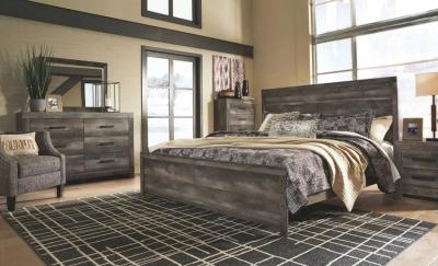 Ashley King Size Wynnlow 3 Piece Panel Bed in Dark Gray - B440B8