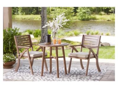 Ashley Outdoor Vallerie Table and Pair of Chairs In Dark Brown - P305-049