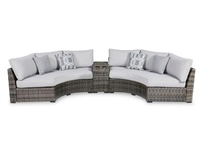 Ashley Harbor Court 3 Piece Outdoor Sectional Set in Gray - P459P6