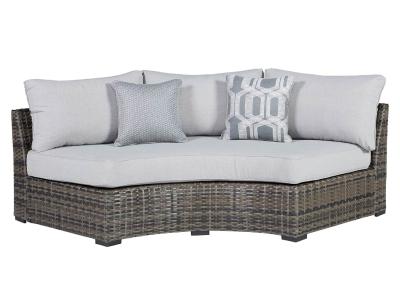 Ashley Harbor Court 3 Piece Outdoor Sectional Set in Gray - P459P6