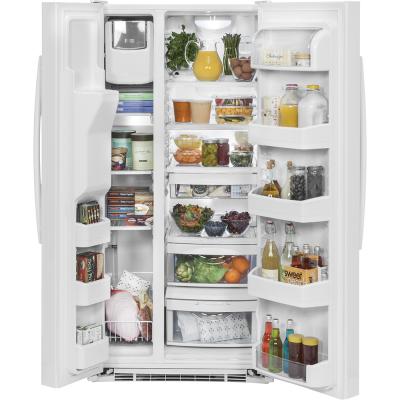 33" GE 23.2 Cu. Ft. Side-By-Side Refrigerator In White - GSS23GGKWW