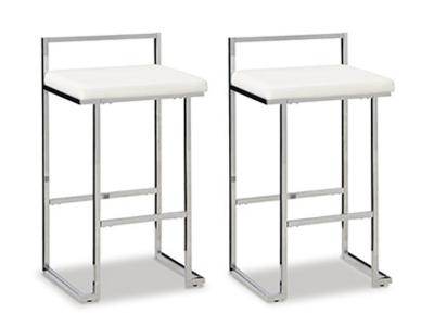 Ashley Furniture Madanere Tall UPH Stool (2/CN) D275-730 White/Chrome Finish