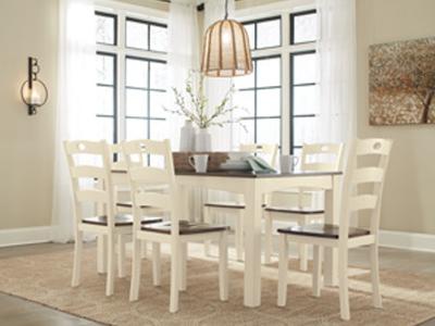 Ashley Furniture Woodanville Dining Room Table Set (7/CN) D335-425 Cream/Brown