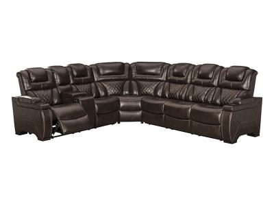 Ashley Warnerton 3 Piece Reclining Sectional Brown / Right Facing - 75407S1