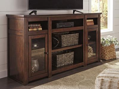 Ashley Furniture Harpan XL TV Stand w/Fireplace Option W797-68 Reddish Brown