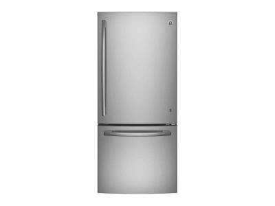 30" GE 24.9 Cu. Ft. Bottom Mount Refrigerator in Fingerprint Resistant Stainless Steel - GDE21EYKFS