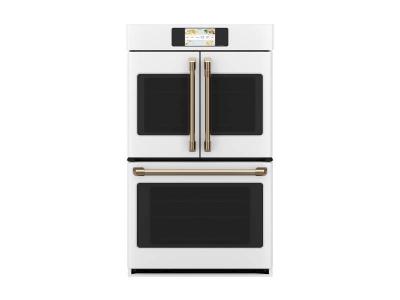 30" Café 10 Cu. Ft. Built In French Door Double Convection Wall Oven In Matte White - CTD90FP4NW2