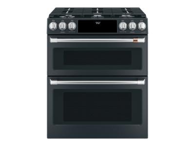 30" Café Slide-In Front-Control Double-Oven Range with Convection in Matte Black - CC2S950P3MD1