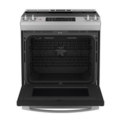 30" GE 5.2 Cu. Ft. Electric Slide-In Smooth Top Range in Stainless Steel - JCS830SVSS