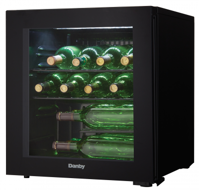 18" Danby 16 Bottle Free-Standing Wine Cooler in Black - DWC018A1BDB