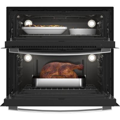 30" GE Profile 5.0 Cu. Ft. Smart Built-In Twin Flex Convection Wall Oven In Stainless Steel - PTS9200SNSS