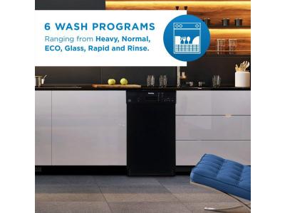 18" Danby Built In Dishwasher with 8 Place Setting Capacity  in Black - DDW1804EB