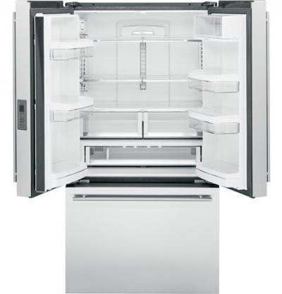 36" Monogram Counter-Depth French-Door Refrigerator with European Handle - ZWE23ESHSS