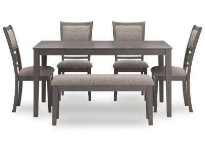 Signature Design by Ashley® Wrenning Dining Table and 4 Chairs and Bench (Set of 6) - D425-325