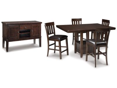 Signature Design by Ashley® Haddigan Counter Height Dining Table 4 Barstools and Server - D596D8