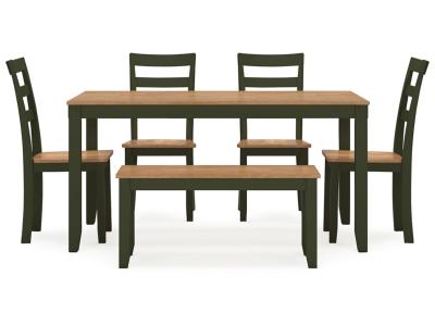 Signature Design by Ashley® Gesthaven Dining Table with 4 Chairs and Bench (Set of 6) - D401-325