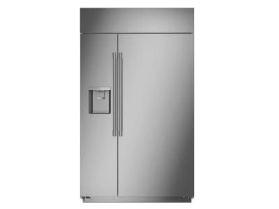 48" Monogram Built In Side By Side Stainless Steel Dispenser Refrigerator - ZISS480DNSS