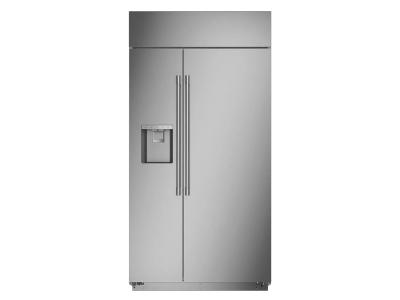 42" Monogram Built In Side By Side Stainless Steel Dispenser Refrigerator - ZISS420DNSS