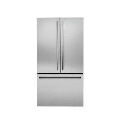 36" Monogram Minimalist Free Standing French Door Stainless Steel Refrigerator -ZWE23ESNSS