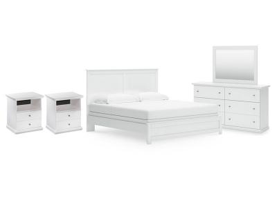 Signature Design by Ashley® Bostwick Shoals King Panel Bed Dresser Mirror and 2 Nightstands - B139B52