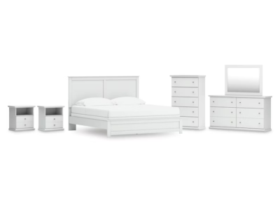 Signature Design by Ashley® Bostwick Shoals King Panel Bed Dresser Mirror Chest and 2 Nightstands - B139B53