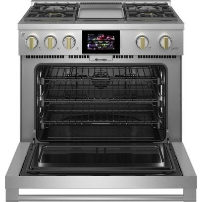 36" Monogram 5.75 Cu. Ft. Dual-Fuel Professional Range With 4 Burners and Griddle - ZDP364NDTSS