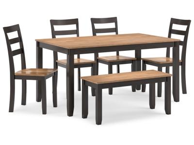 Signature Design by Ashley® Gesthaven Dining Table with 4 Chairs and Bench (Set of 6) - D396-325